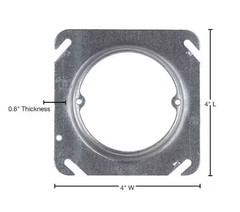 6PK- 2-Gang 4in. 4.3 cu.in Pre-Galvanized Metal Square Mud Ring-5/8in Raised
