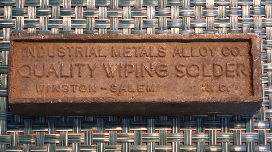 Vintage Industrial Metsls Alloy Co Wiping Solder 3 pounds Winston Salem NC A7