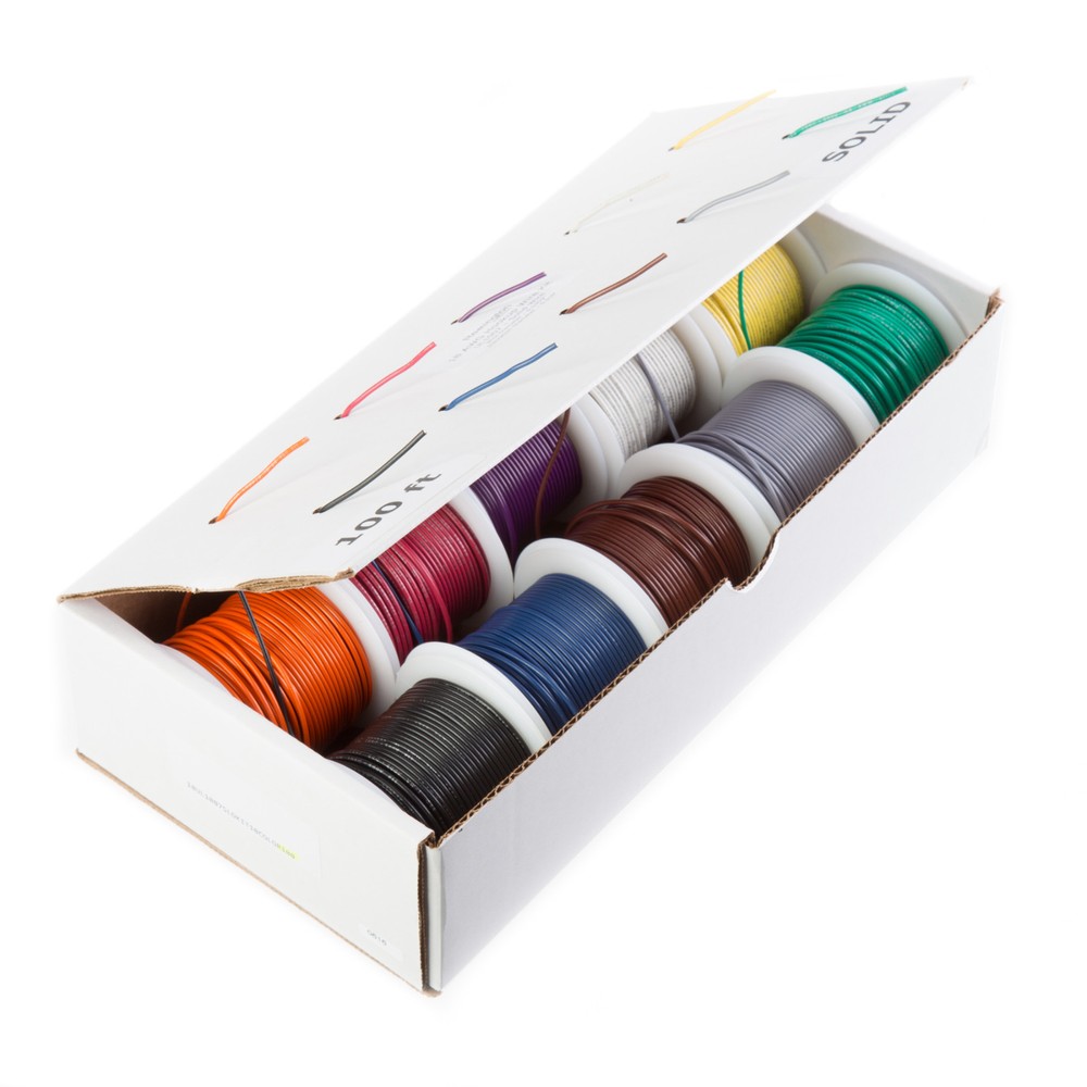 22 AWG Gauge Stranded Hook Up Wire Kit 100 ft Ea 0.0253″ 10 Color UL1007 300Volt