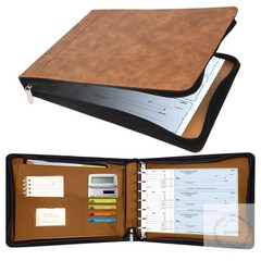 Zippered 7 Ring Business Checkbook Binder Portfolio for 3-on-a-Page Business