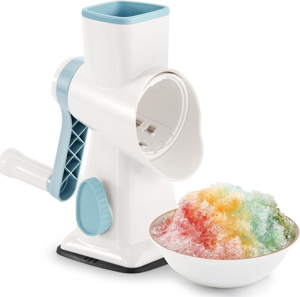Rotary Ice Shaver Manual White – Stainless Steel Blade, Quick Labor-Saving Handl