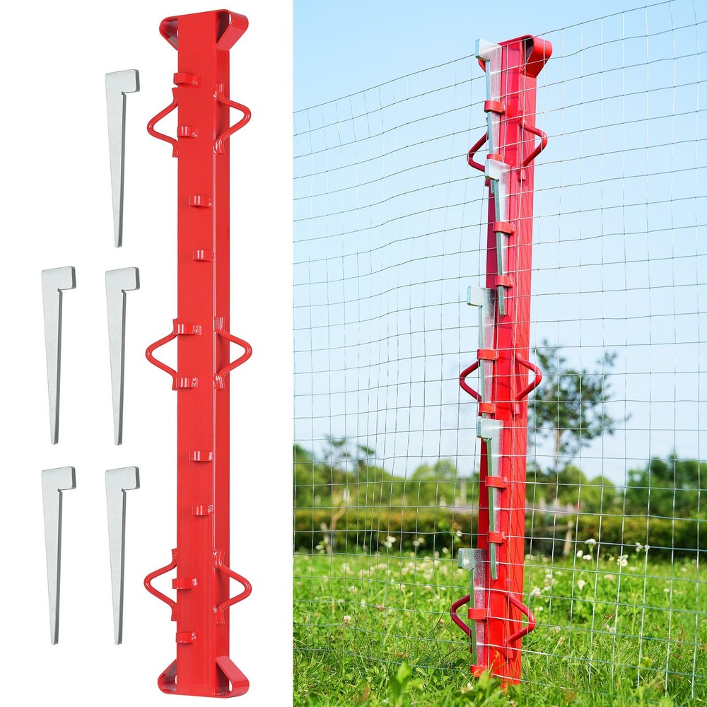 4ft Woven Wire Fence Stretcher Bar with 5 Wedges, HeavyDuty Carbon Steel Fenc…