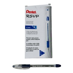 12 Pens Pentel RSVP Blue Ink Ballpoint Pens Stick Pen 0.7mm Fine Point