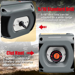 Portable Drill Winch 1000LBS, Drill Powered Winch with Alloy Steel Wire Rope 40F