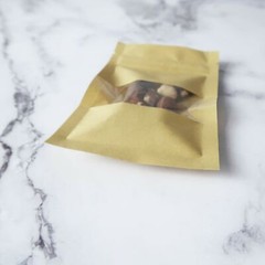 100 Kraft Craft Mylar Flat QuickQlick™ Pouches w/Clear Window Multiple Sizes