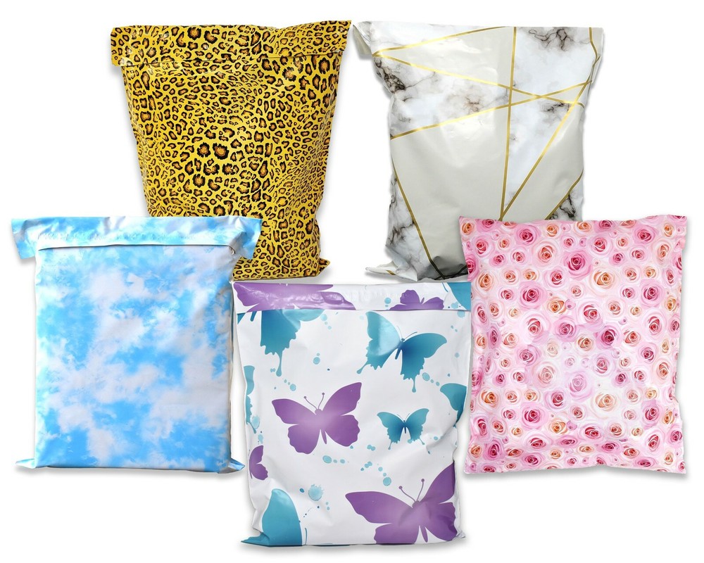 14×17 Leopard, Cloud, Marble, Roses, Butterfly 5 Designer Poly Shipping Mailers!