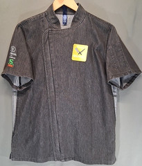 Chef Coat Reprime RP906 Unisex L Hidden Zip Short Sleeve Double Pen Pockets NEW