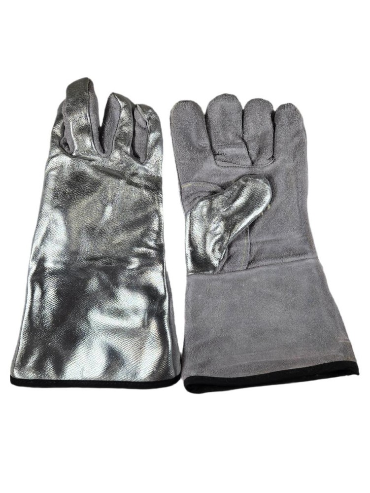 Red Wolf Large 14in Aluminized Split Leather Heat Resistant Welding Gloves Pair