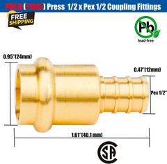 12 Pack 1/2″ Press Pro Press X 1/2″ PEX Adapter Crimp Fittings Brass