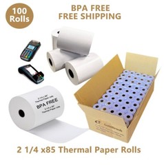 100 Rolls 2-1/4″ x 85′ Thermal Credit Card Cash Register POS Receipt Paper
