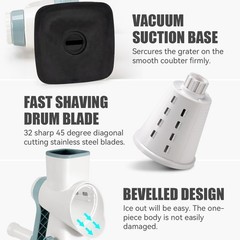 Rotary Ice Shaver Manual White – Stainless Steel Blade, Quick Labor-Saving Handl