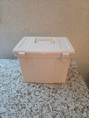Vtg Rubbermaid Portable File Folder Carry Case Storage Box Almond Hard Shell