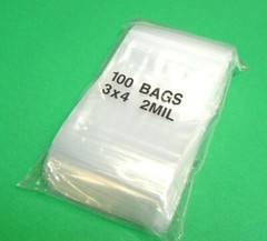 100 Clear 3×4 2mil Bags Reclosable Poly Baggies 2 Mil 3×4″ Squeeze Seal 100 Bags