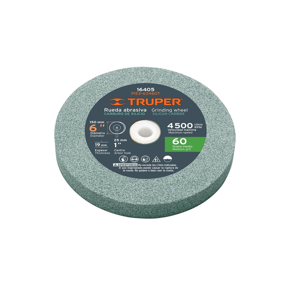 Silicon Carbide Grinding Wheel for Bench Grinder, 6-Inch OD X 3/4-Inch Thick, 1-