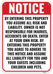 Enter At Own Risk Sign Aluminum Liability Warning Sign 14×10 Property & Business