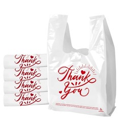 Thank You T-Shirt Bags 11.5″x6.5″x21″ Reusable Grocery Bags with Handles 100pcs