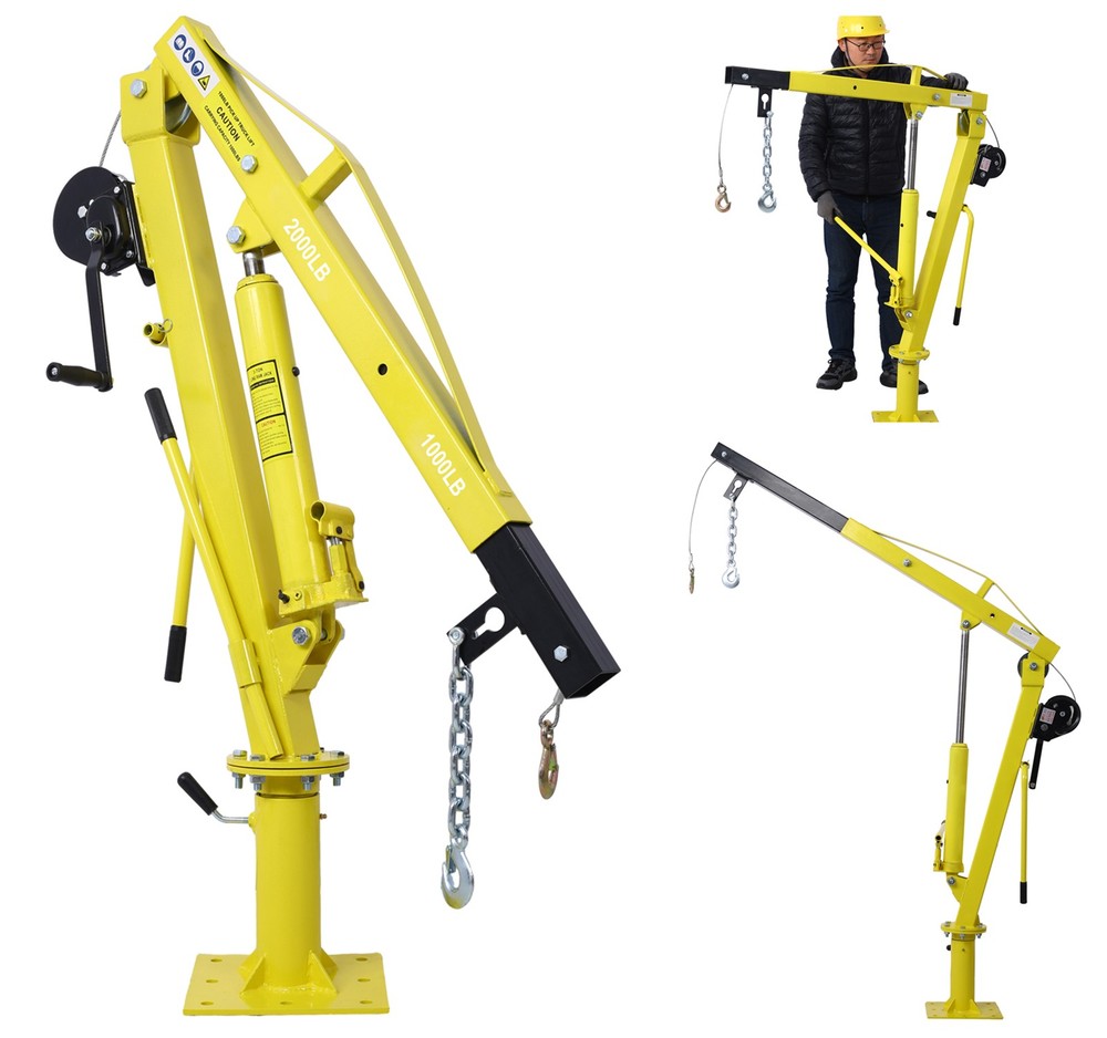 Foldable Hydraulic Swivel Lift Crane 2000LBS Capacity Pickup Truck Bed Hoist