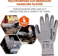 unisex adult Cut-resistant – A3, 13g ANSI A3 PU Coated CR Gloves, Gray, Large