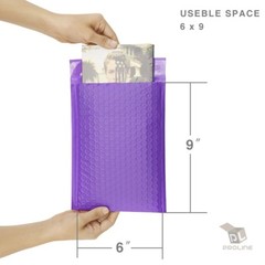50 Purple Poly Bubble Padded Envelopes Self-Sealing Mailers 6X10 (Inner 6×9)