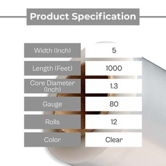 12 Pack Clear 5″x1000′, 80 Ga Mini Stretch Wrap with Handles Plastic Cling Film