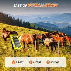 Electric Fence Charger Solar Powered 20 Miles 0.32J Livestock Energizer 24 Hour