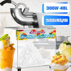 Commercial Shaved Ice Machine, 500 Lbs/H Stainless Steel Ice Crusher with Safety