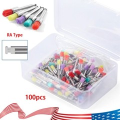 100pcs de cepillos de pulido de nailon dental Copas profilácticas RA tipo plano
