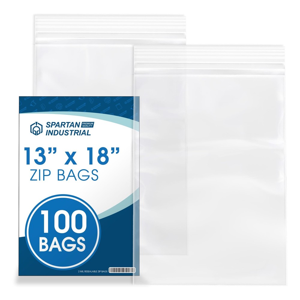 Spartan Industrial – 13 X 18 100 Count 2 Mil Clear Reclosable Zip Plastic