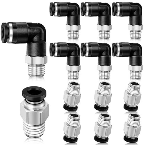 12 Pcs Push to Connect Fittings 1/4 Inch Tube OD X 1/8 NPT Air Line Fittings