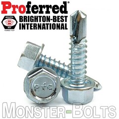 #10 Tek Screws – Indent HWH Hex Washer Head Unsloted Zinc #3 Point Self Drilling