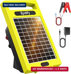 24 Hour Solar Electric Fence Charger, 20 Miles, Up to 10200v Output Range Electr