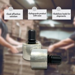 Stretch Hand Wrap w Black Spinning Handle Extended Core Shrink Film Clear