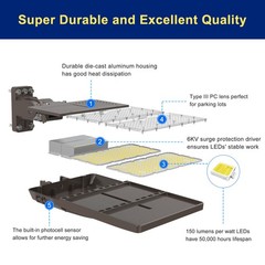 Dusk to Dawn 320W 120V LED Shoebox Area Light Commercial Security Flood Lighting