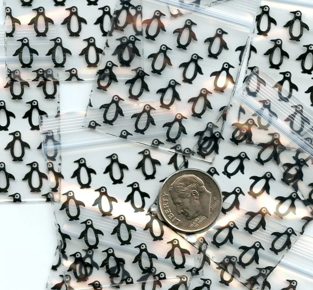 200 SMALL BAGGIES 1515 1.5″ X 1.5″ MINI PENGUIN BAGGIES