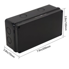 Electrical Box, Outdoor Waterproof Box IP65 7.9″ x 3.9″ x 2.8″, Black