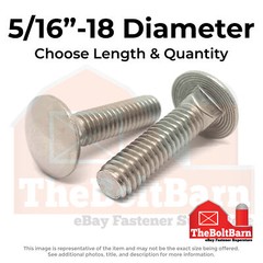 5/16″-18 Stainless Steel 18-8 Carriage Bolts (Choose Length & Qty)