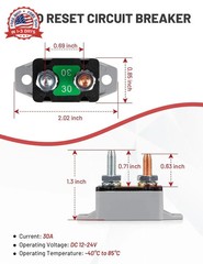 RED WOLF 30Amp Automatic Reset Circuit Breaker with Cover, DC 12V-24V Nylon Insu