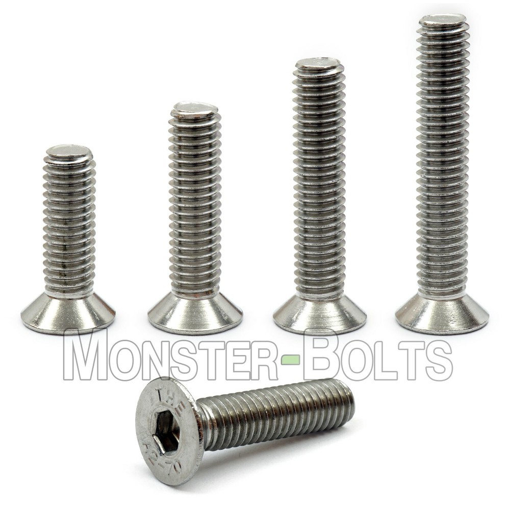 M4 Stainless Steel Flat Head Socket Cap Screws A2, Metric DIN 7991 0.70 Coarse