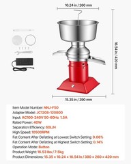Stainless Milk Separator 60L/H, 10500RPM, Adjustable Fat Ratio 0.06–0.14%