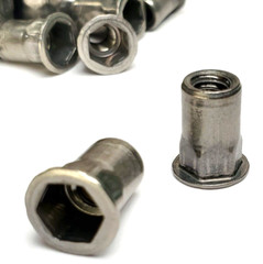 1/4″-20 Half Hex Body Rivet Nut Stainless Steel 1/4 x 5/8″ Rivnut 1/2 Hex 50 PK