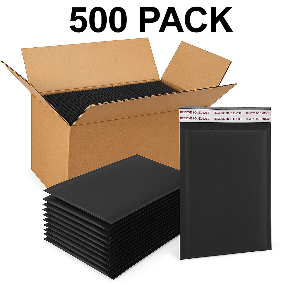 500 Black Kraft Bubble Mailers #0 6.5×9 Padded Envelopes Peel & Seal