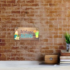 Welcome Aloha! 5×10 Hanging Plus Wall or Door Sign | Home Decor
