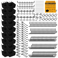 286-Piece Extra Thick Pegboard Hooks Set, 1/4″ Heavy Duty Black Peg Board Organi