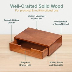 Single Drawer Desktop Storage Organizer in a Modern Wood Design (9.8”x6.9&