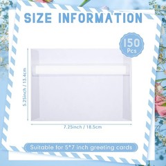 Colarr 150 Pcs A7 Translucent Vellum Envelopes 5.25 X 7.25 Inch Wedding Clear