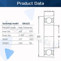 10 Pack Flanged Ball Bearings 5/8″ x 1-3/8″ x 1/2″, Pre ID x OD