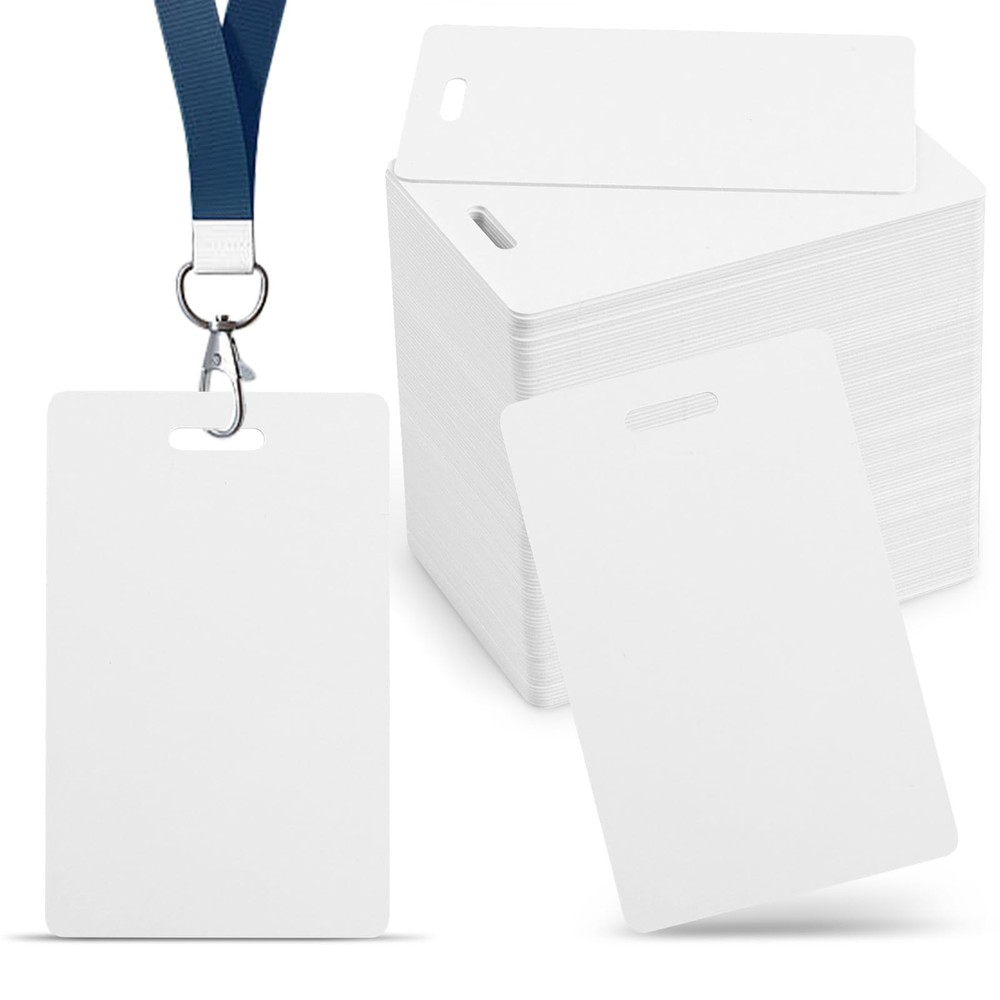 100 Pack Premium Blank PVC Cards with Slot Punch on Short 100pack, 100pack