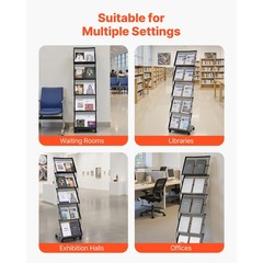 Uimoso Foldable Movable Brochure Rack with 5 Pockets Magazines and Literature