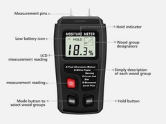 Digital LCD Wood Moisture Meter Detector Tester Wood Firewood Paper Cardboard