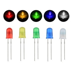 500-Pack 5mm LED Diode Lights Assorted Kit 5 Colors 20mA 2V 3V Round Transparent